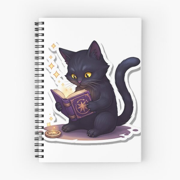 Item preview, Black Cat Purple Spellbook designed and sold by IllumeInk.