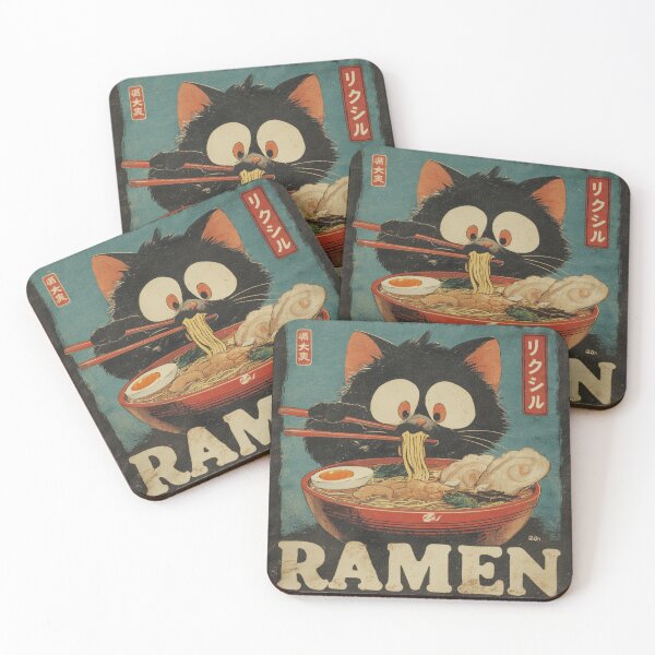 Item preview, Ramen Cat Japanese Funny Graphic Tees Kawaii Cat Anime Gifts designed and sold by GrinGalore.