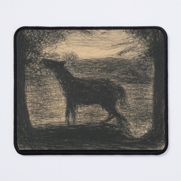Item preview, Foal Le Poulain by Georges Seurat: Charcoal Equine Silhouette Poster designed and sold by artofuniverse.