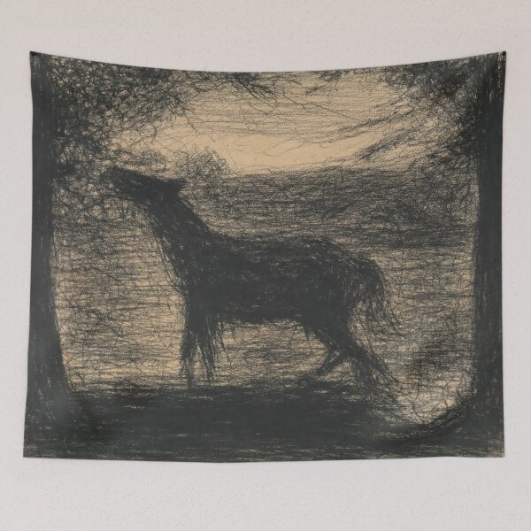 Item preview, Foal Le Poulain by Georges Seurat: Charcoal Equine Silhouette Poster designed and sold by artofuniverse.