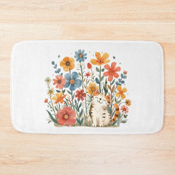 Item preview, Orange cat with flowers designed and sold by uunaa.