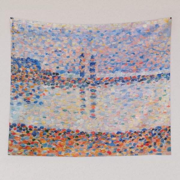 Item preview, Gravelines Channel by Georges Seurat: Neo Impressionist Pointillist Harbor Poster designed and sold by artofuniverse.