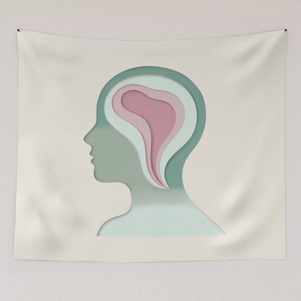 Item preview, Quiet Mind Silhouette Mental Health Wall Art designed and sold by TrendMorphic.