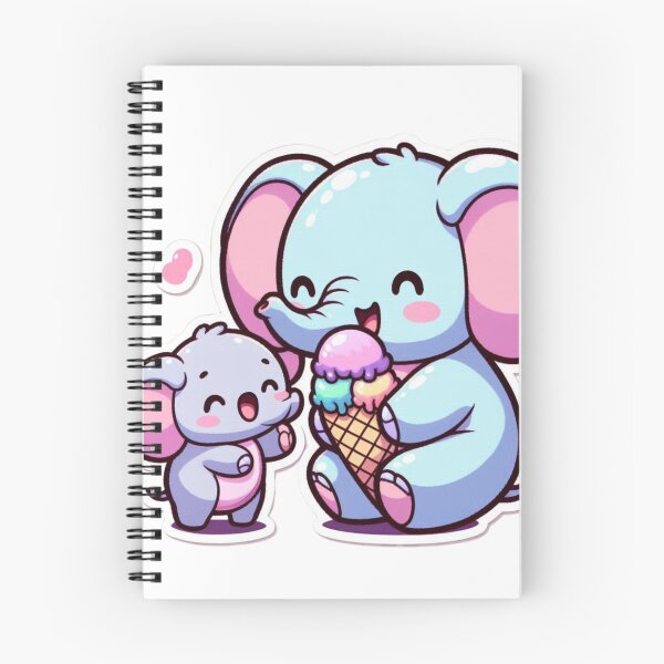 Item preview, Cute Baby Elephant Eating Ice Cream With Parent-Kawaii Animal Cartoon Sticker  designed and sold by carestazafeli.