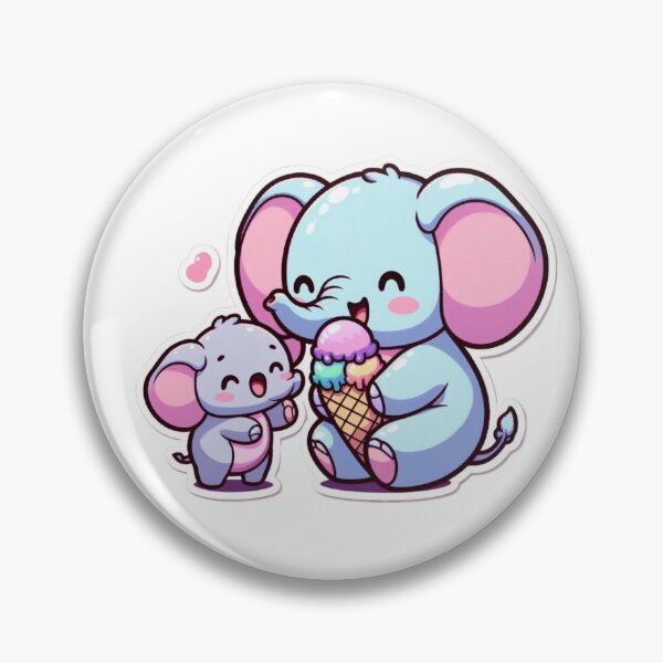 Item preview, Cute Baby Elephant Eating Ice Cream With Parent-Kawaii Animal Cartoon Sticker  designed and sold by carestazafeli.