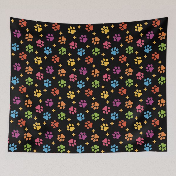Item preview, Colorful paws in black pattern designed and sold by Erika Vaigel Creations.