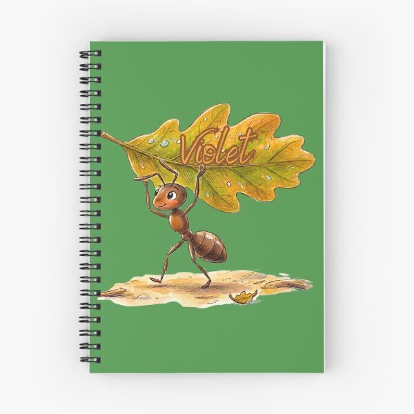 Item preview, Cute Ant Carrying Oak Leaf – Personalized Name Violet Watercolor Art designed and sold by MBBialyPiksel.