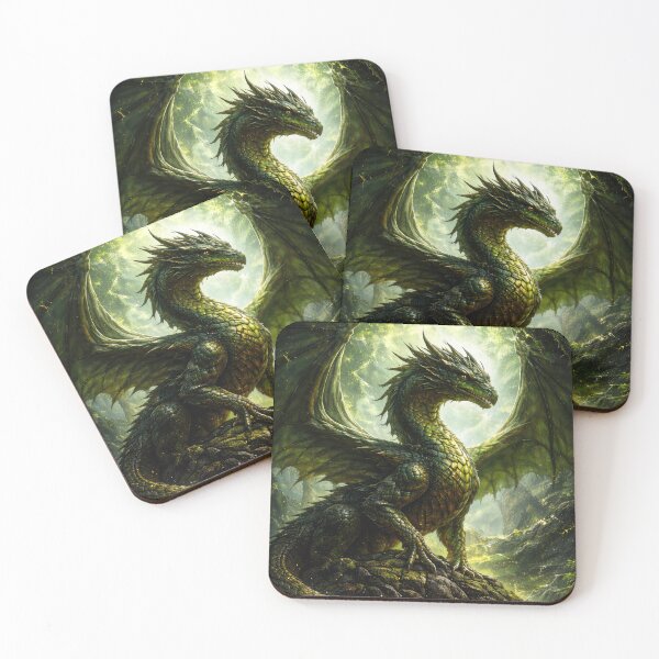 Item preview, Nature Dragon – Forest Guardian, Emerald Scales, Mystic Green Aura, Fantasy Creature designed and sold by DrakariArt.