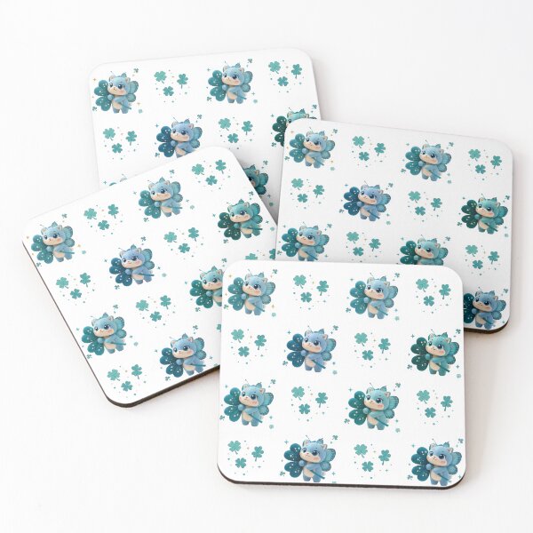 Item preview, Cute Blue Fairy Cat St Patrick's Day Pattern - Kawaii Shamrock Kitten  designed and sold by CloudyCatArt.