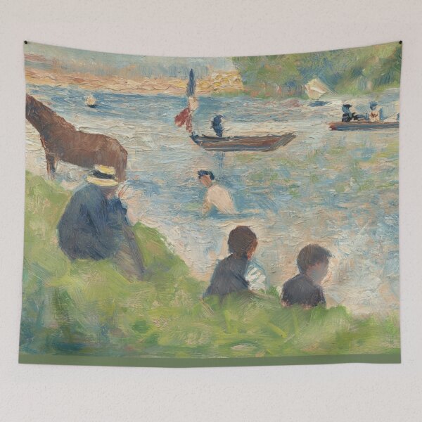 Item preview, Horse and Boats Study for Bathers at Asnières by Georges Seurat: River Scene Poster designed and sold by artofuniverse.
