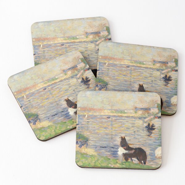 Item preview, Horses in the Water by Georges Seurat: Neo Impressionist River Scene Poster designed and sold by artofuniverse.