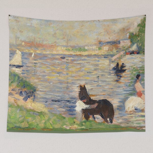 Item preview, Horses in the Water by Georges Seurat: Neo Impressionist River Scene Poster designed and sold by artofuniverse.