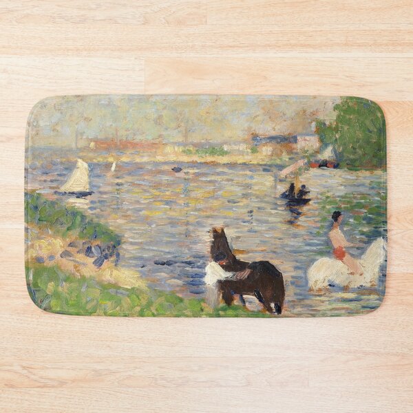 Item preview, Horses in the Water by Georges Seurat: Neo Impressionist River Scene Poster designed and sold by artofuniverse.