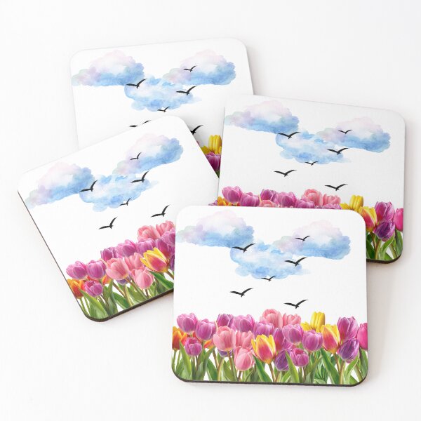Item preview, Colorful Tulip Garden Sky Aesthetic Floral Art designed and sold by Cutethings3.