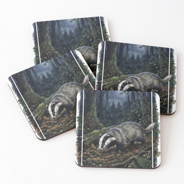 Item preview, European Badger - Nocturnal Forest Wildlife Night Scene designed and sold by RubisLeaf.