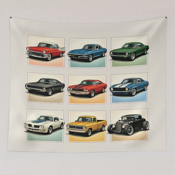 Item preview, Vintage Classic Cars Grid Retro Collection designed and sold by Retro Arabica.