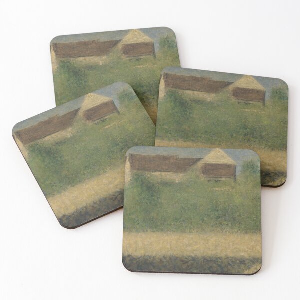 Item preview, Houses and Garden by Georges Seurat: Minimalist Pointillist Landscape Poster designed and sold by artofuniverse.