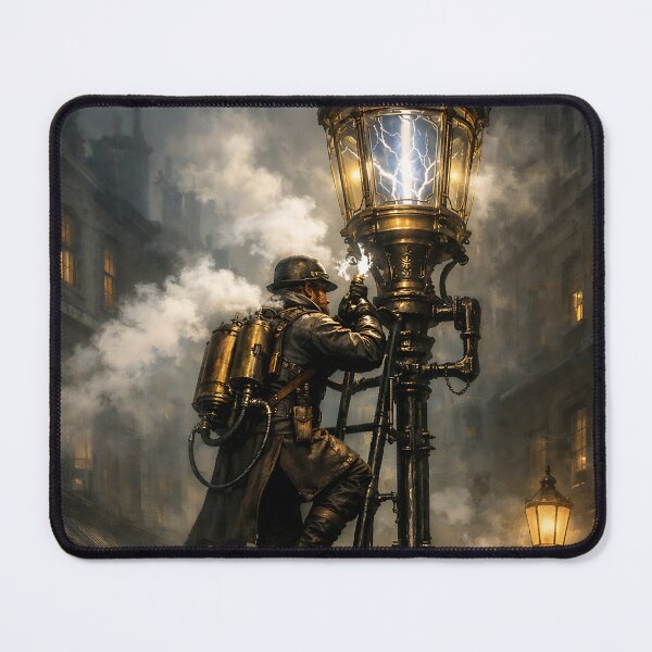 Item preview, The Street-Lamp Lighter’s Ascent - Victorian Steampunk designed and sold by bapupa.