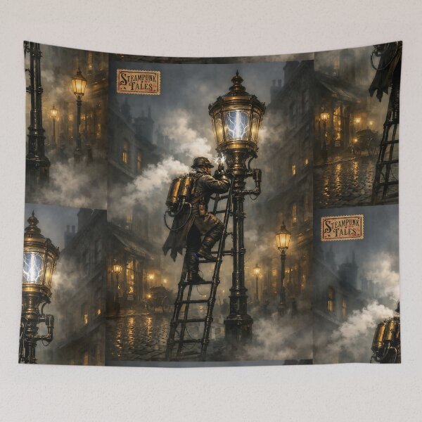 Item preview, The Street-Lamp Lighter’s Ascent - Victorian Steampunk designed and sold by bapupa.