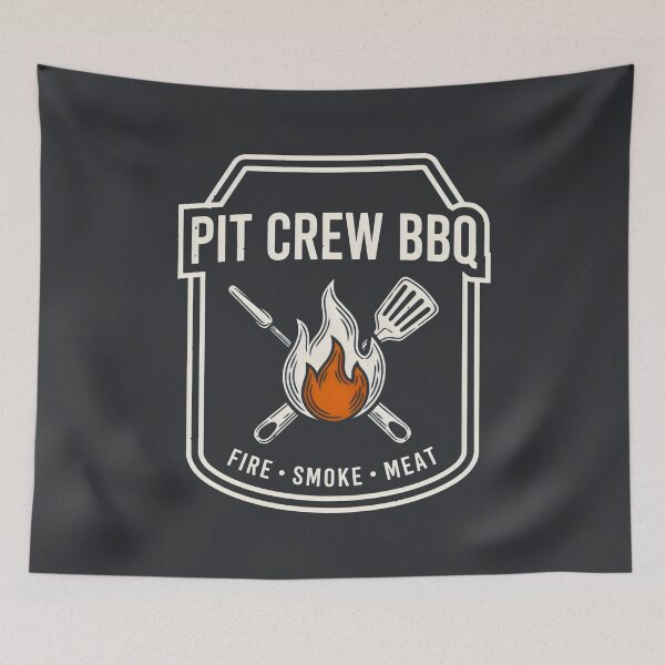 Item preview, Pit Crew BBQ Fire Smoke Meat Logo designed and sold by SplashTastic.