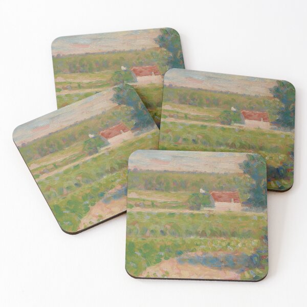 Item preview, La Maison Au Toit Rouge by Georges Seurat: Neo Impressionist Country Landscape designed and sold by artofuniverse.