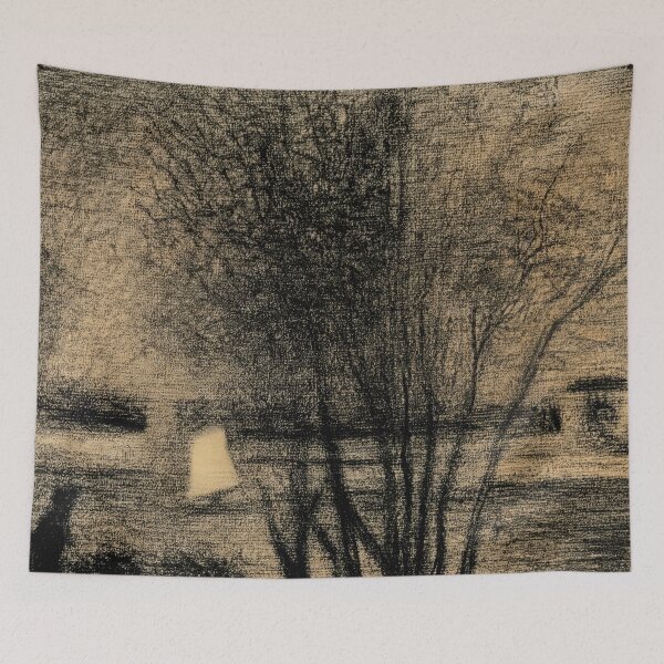 Item preview, La Voile Blanche by Georges Seurat: Twilight Riverside Fine Art Poster designed and sold by artofuniverse.