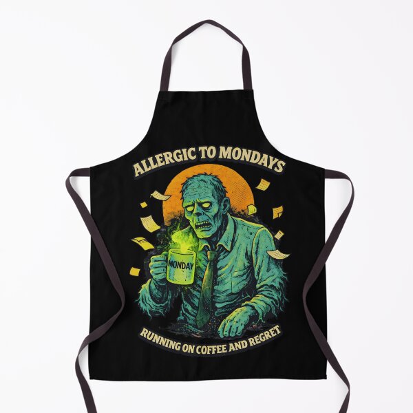 Item preview, Allergic to Mondays Zombie Shirt – Funny Work Burnout Vintage Horror Tee designed and sold by Mythic Ink Studio.