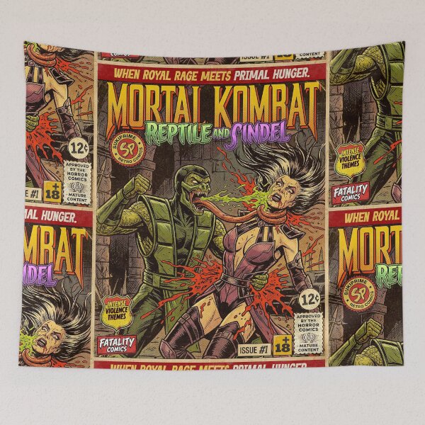 Item preview, Mortal Kombat Reptile vs. Sindel Retro Vintage Comic Cover Art designed and sold by Back2Collage.