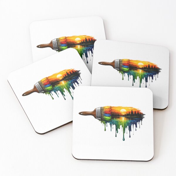 Item preview, Bob Ross Paintbrush Happy Little Trees Sunset designed and sold by SplashTastic.