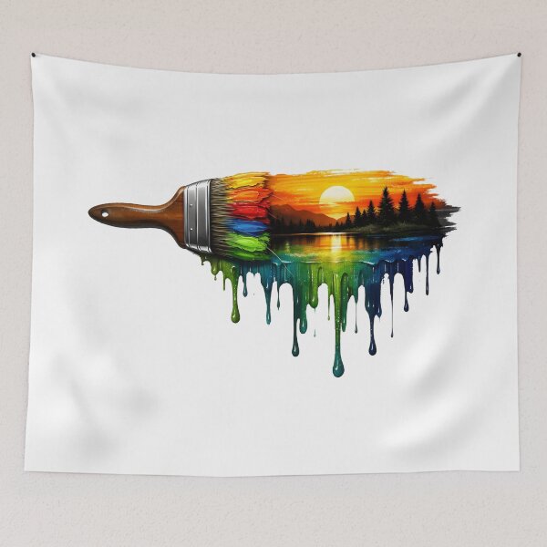 Item preview, Bob Ross Paintbrush Happy Little Trees Sunset designed and sold by SplashTastic.