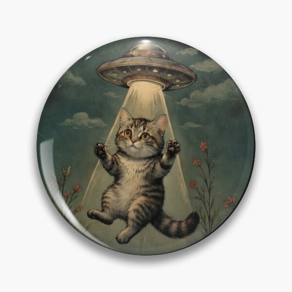 Item preview, UFO abducting a cute cat designed and sold by AncientUFO.