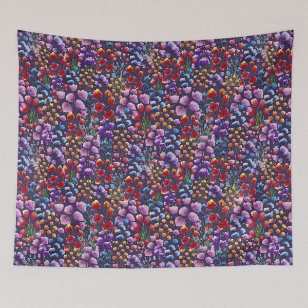 Item preview, Floral Patten Dark Violet background designed and sold by VitSArt.