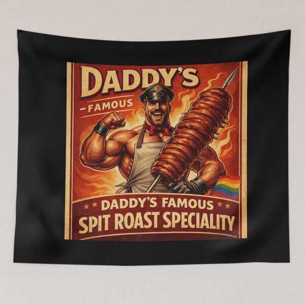 Item preview, Leather Daddy’s Famous Spit Roast Gay Pride Graphic Art Design designed and sold by ItsAKinkThing.