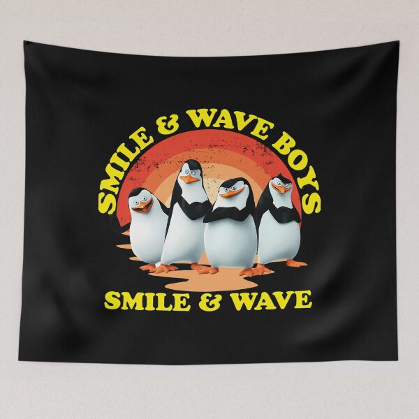Item preview, Madagascar Penguins Smile And Wave Sunset Text Poster designed and sold by KNYA94.