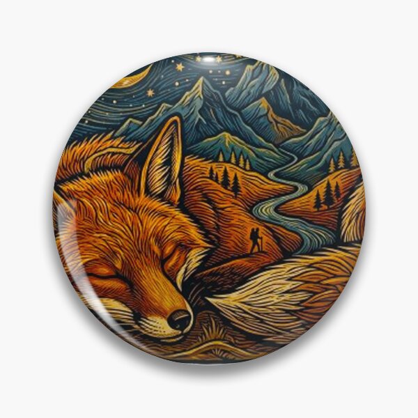 Item preview, Sleeping Fox Celestial Mountain Landscape Whimsical Starry Night Art designed and sold by MT-Hub | Cute Aesthetic Art, Stickers & Phone Cases.