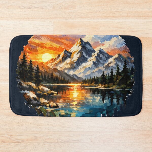 Item preview, Bob Ross Style Mountain Sunset Happy Little Trees designed and sold by SplashTastic.