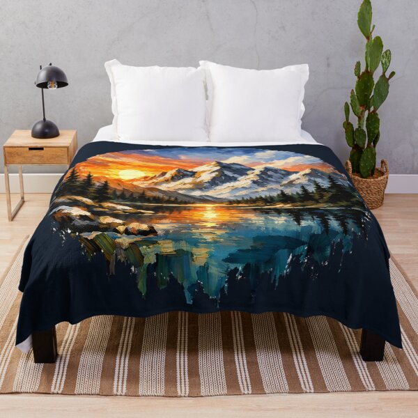 Item preview, Bob Ross Style Mountain Sunset Happy Little Trees designed and sold by SplashTastic.