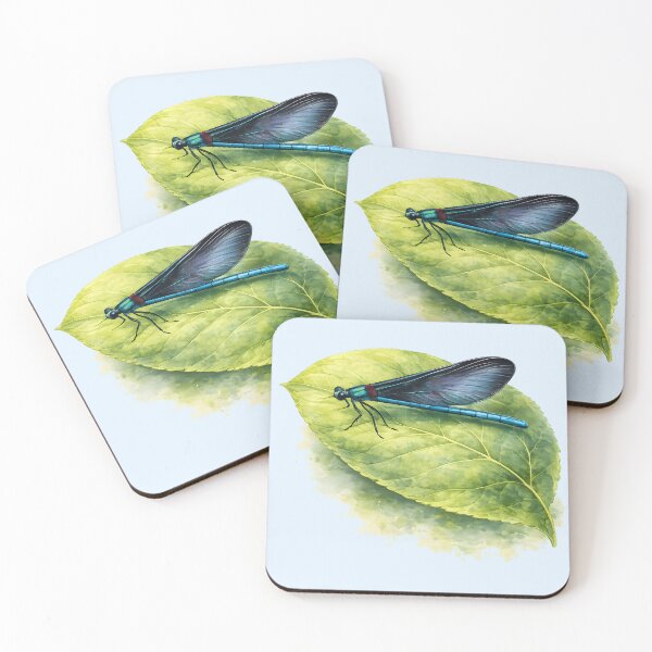 Item preview, Blue Damselfly on Leaf – Delicate Nature Illustration designed and sold by blankTeeShirt.