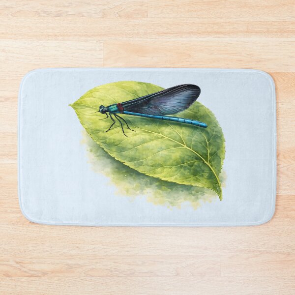 Item preview, Blue Damselfly on Leaf – Delicate Nature Illustration designed and sold by blankTeeShirt.