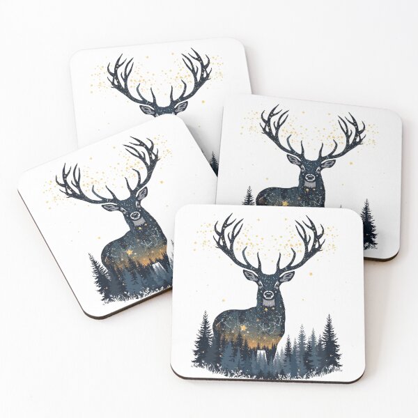 Item preview, Starlight Deer – Forest Antlers Constellation Illustration designed and sold by catcurio.