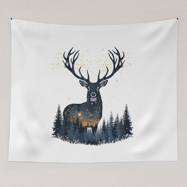Item preview, Starlight Deer – Forest Antlers Constellation Illustration designed and sold by catcurio.