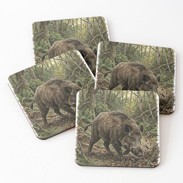 Item preview, Wild Boar - Woodland Wildlife Forest Illustration designed and sold by RubisLeaf.