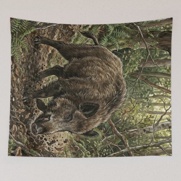 Item preview, Wild Boar - Woodland Wildlife Forest Illustration designed and sold by RubisLeaf.