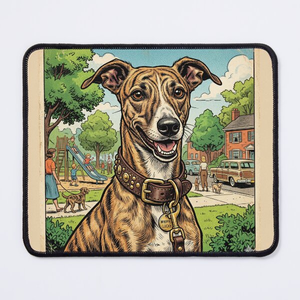 Item preview, A portrait of a smiling whippet dog designed and sold by FreshOPrint.