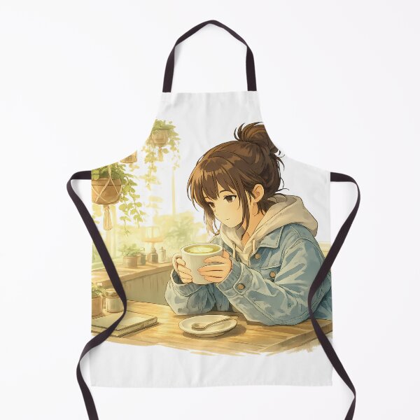 Item preview, Lo Fi Girl Matcha Cafe Anime Aesthetic Cozy Plant Cafe Illustration Ghibli Style Relaxing Study Girl designed and sold by Art-Selling.