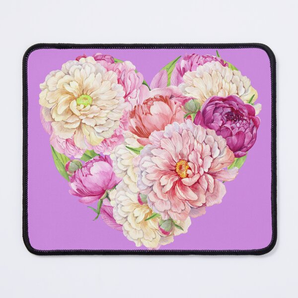 Item preview, Watercolor Peony Heart - Romantic Pink Floral Bouquet designed and sold by SolutionsArt.