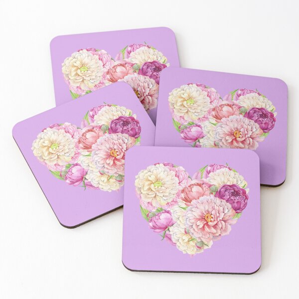 Item preview, Watercolor Peony Heart - Romantic Pink Floral Bouquet designed and sold by SolutionsArt.