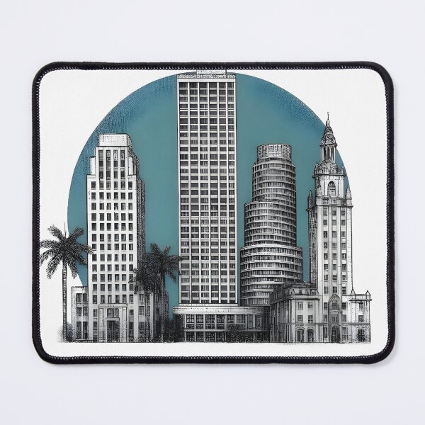 Item preview, Miami Skyline Art Deco Minimalist Ink Sketch designed and sold by NUTMA Design.