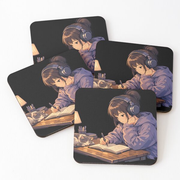 Item preview, Lo Fi Girl Study Anime Aesthetic Cozy Cat Study Girl Relaxing Anime Illustration Chill Study Vibes designed and sold by Art-Selling.
