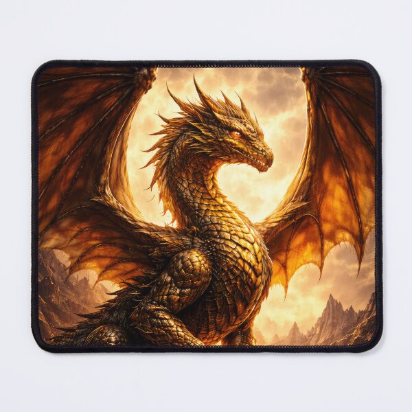 Item preview, Golden Dragon – Ancient Guardian, Legendary Beast, Majestic Fantasy Creature designed and sold by DrakariArt.